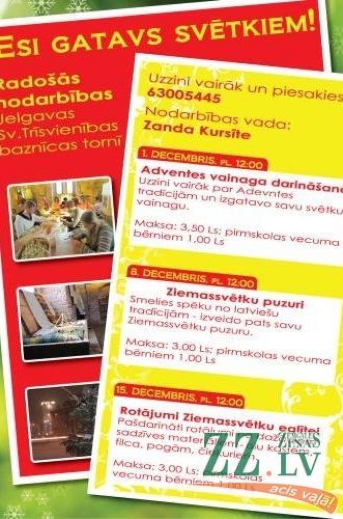 Radošajā nodarbībā gatavos Adventes vainagu