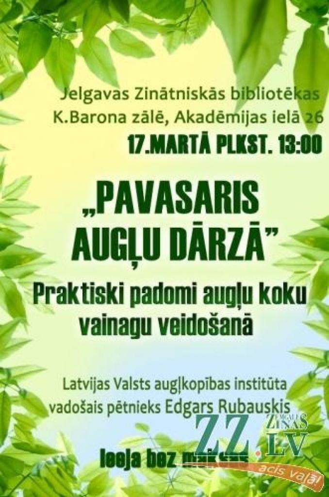 Bibliotēkā sniegs padomus par augļu koku vainagošanu