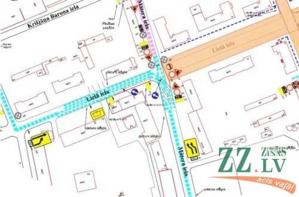 No rītdienas būs izmaiņas Lielās un Mātera ielas krustojumā