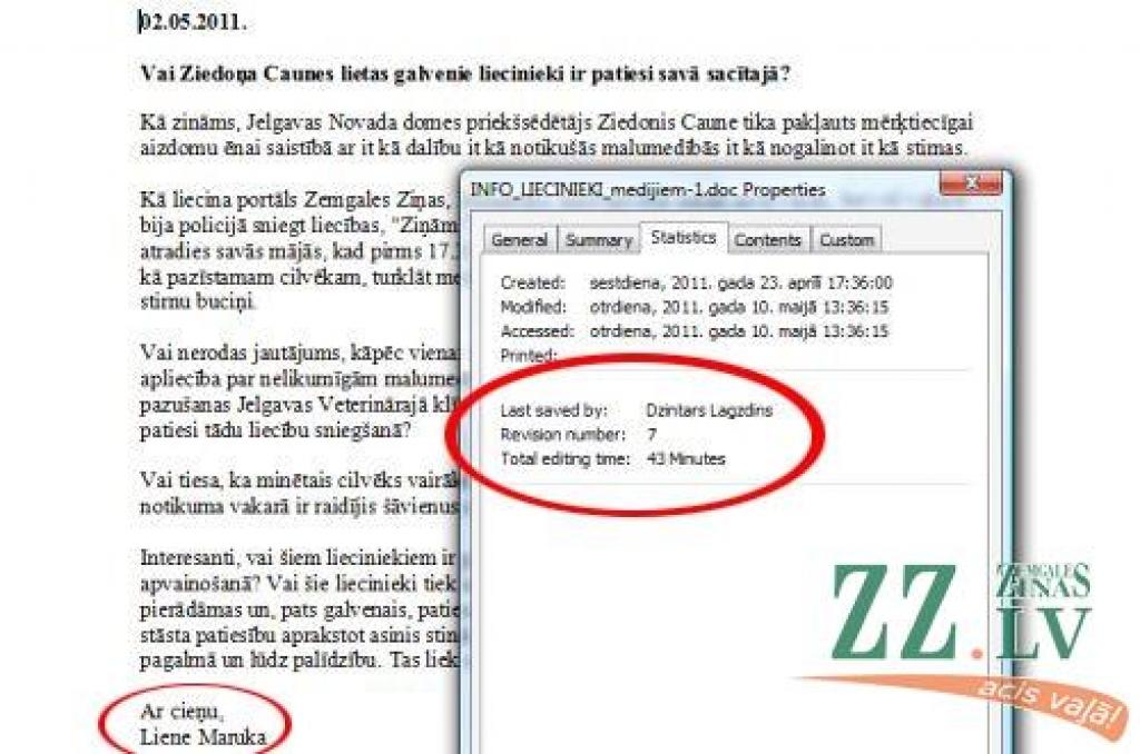 Anonīmās aizstāvības vēstules Caunem, iespējams, rakstījis novada jurists