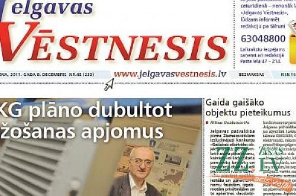 «Jelgavas Vēstnesi» drukās ierastā SIA «Reneprint»; viena numura iespiešana – 1200 latu