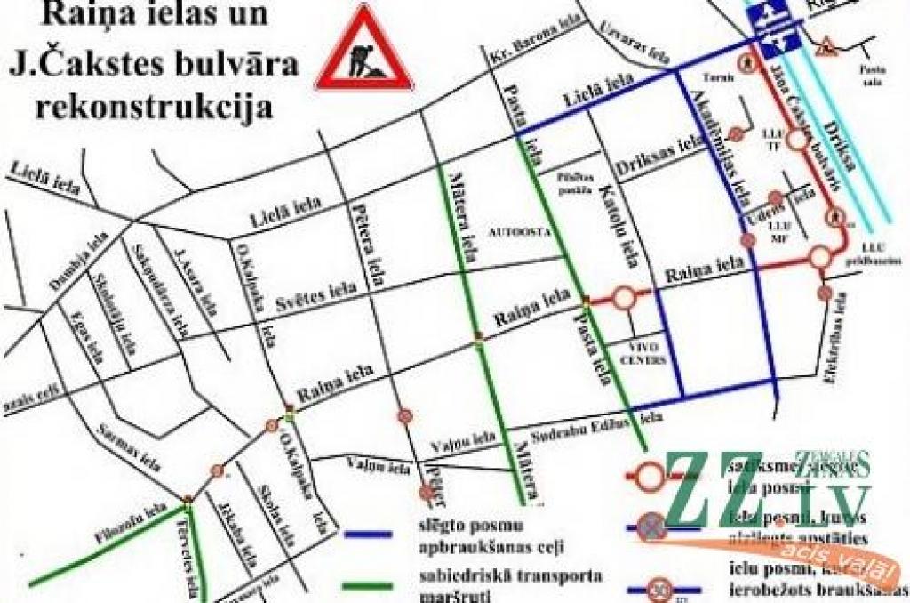 Šonedēļ atklās Raiņa ielas posmu; Katoļu ielā varēs stāvēt; no visām joslām pie tilta atļaus braukt taisni