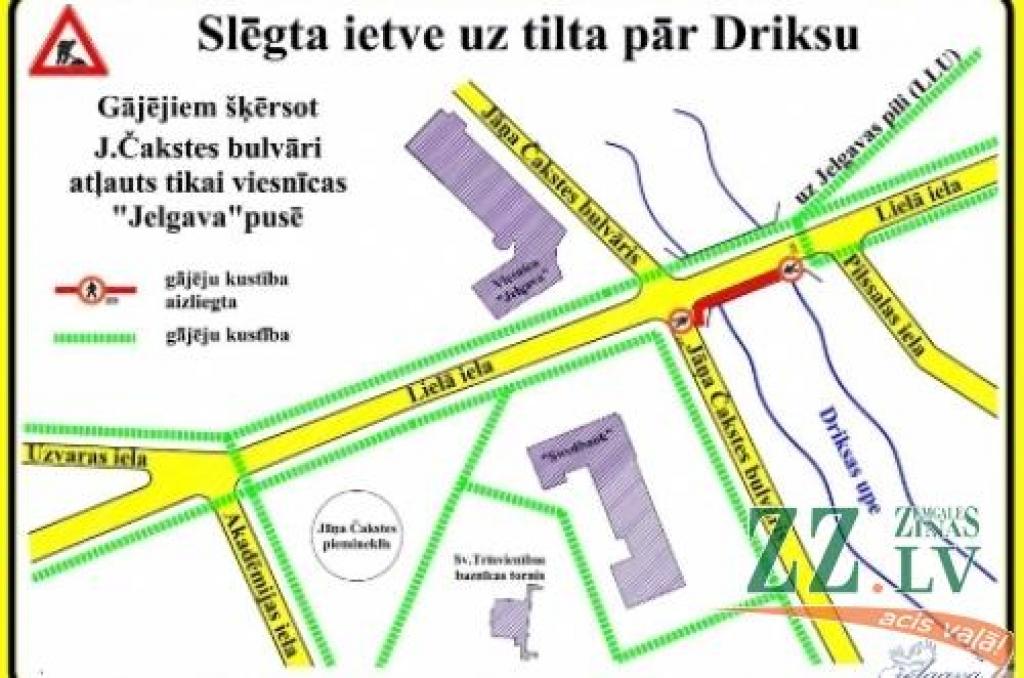 Slēgs vienu no Driksas tilta ietvēm