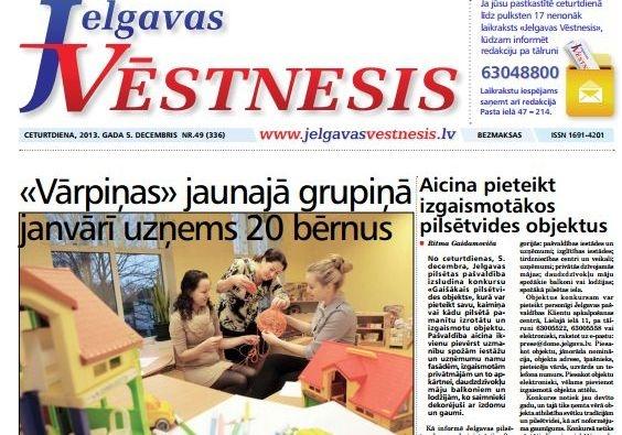 «Jelgavas Vēstneša» drukāšana un piegāde nākamgad izmaksās 81,6 tūkstošus latu