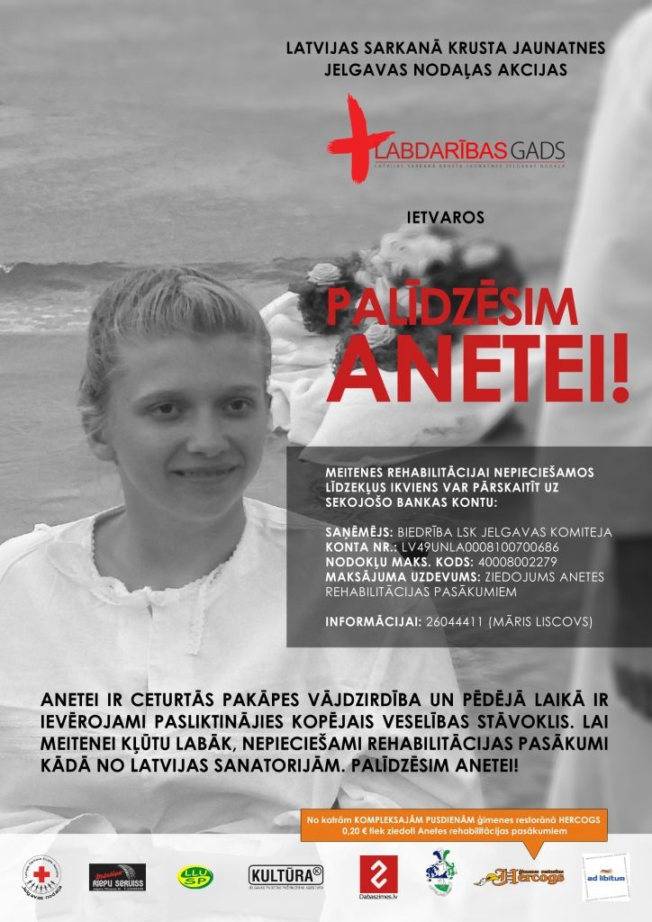 Vāc līdzekļus jelgavnieces Anetes rehabilitācijai