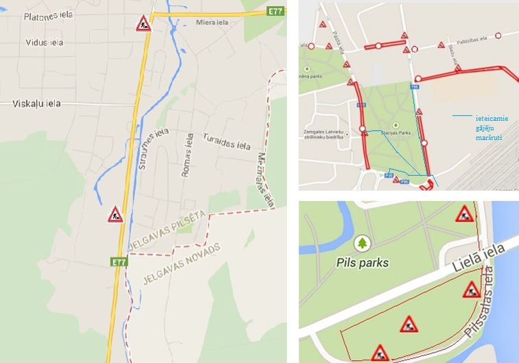 Aktuālā informācija par transporta kustību Jelgavas pilsētā pie būvobjektiem