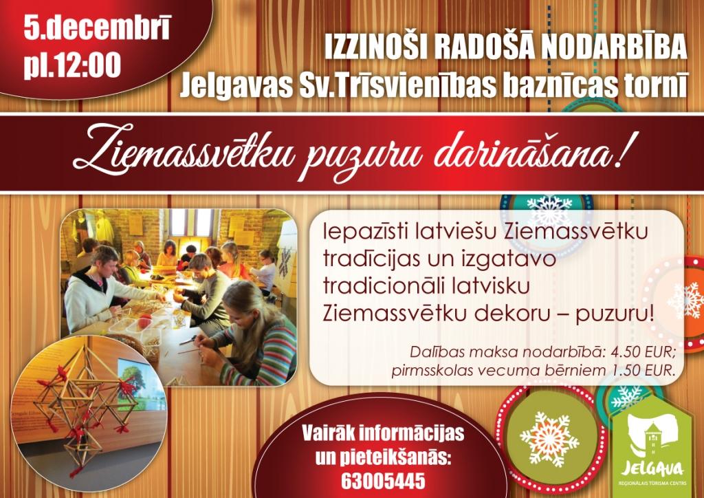 Radošajā nodarbībā gatavos Ziemassvētku puzurus