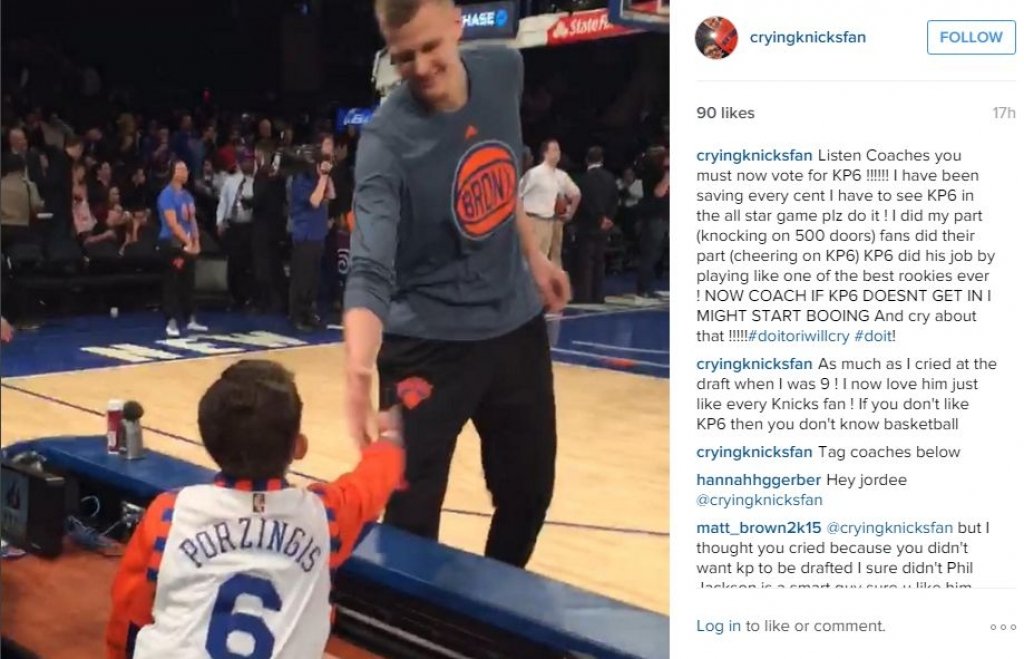 Slavenais Knicks fans sola "raudāt un ūjināt", ja Porziņģi neiekļaus NBA Zvaigžņu spēlē