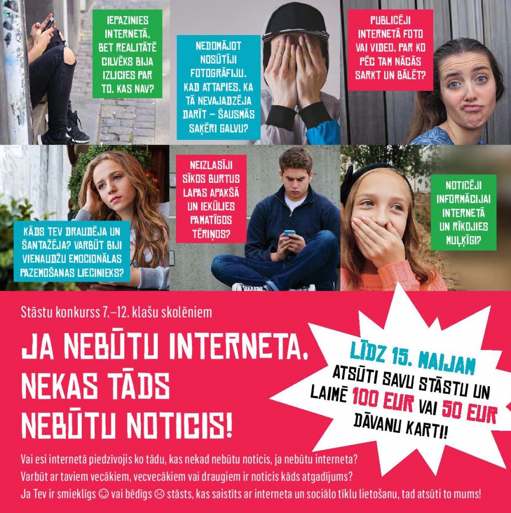 Skolēnus aicina piedalīties stāstu konkursā "Ja nebūtu interneta, nekas tāds nebūtu noticis!”