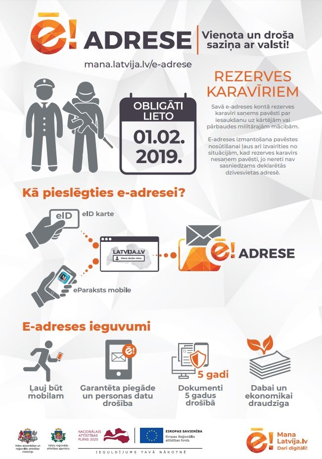 Jelgavā rezerves karavīri varēs iegūt elektronisko parakstu e-identitātes apliecināšanai oficiālās elektroniskās adreses izveidei