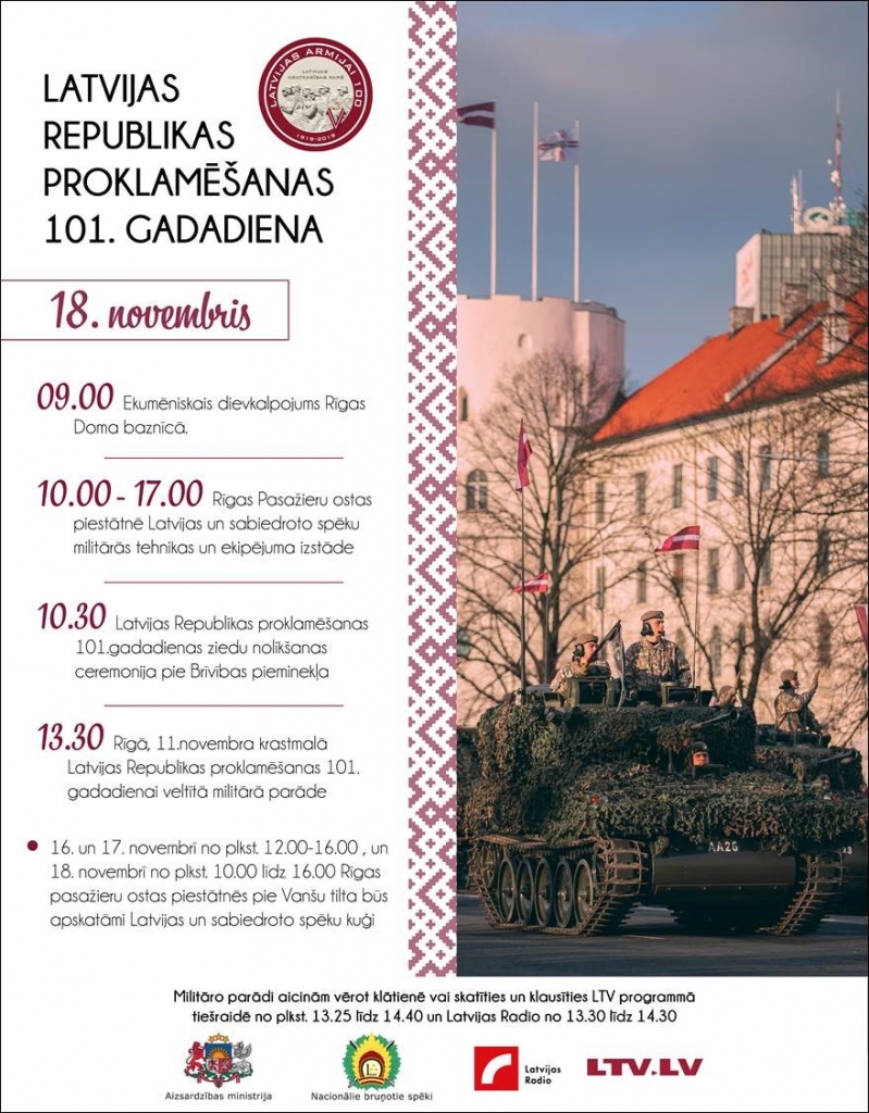 Bruņotie spēki valsts svētkos aicina Rīgas Pasažieru ostas piestātnē apmeklēt militārās tehnikas izstādi