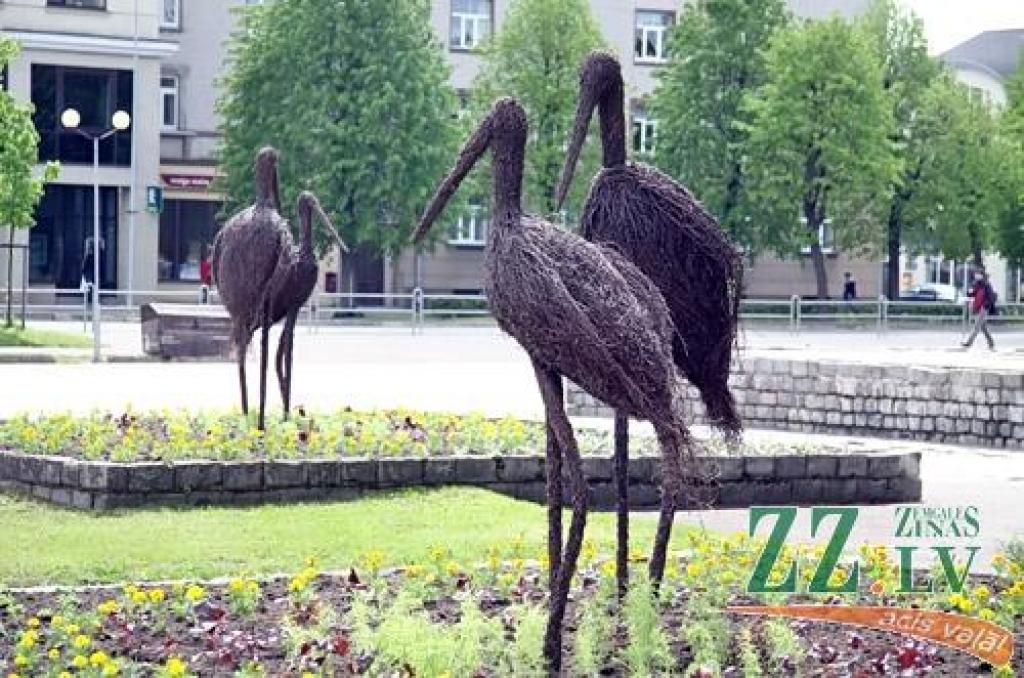 Vasaras puķu dobēs iemājo stārķi