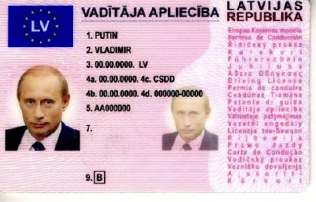 Policija konfiscē viltotu Latvijas autovadītāja apliecību uz Putina vārda