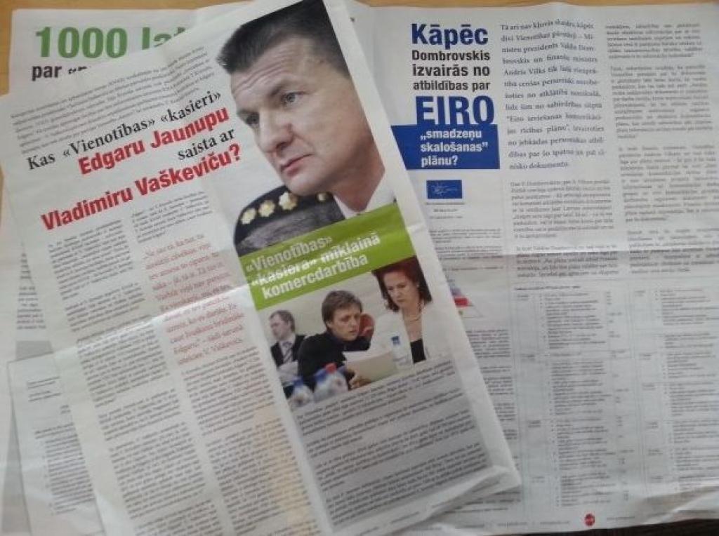 Iedzīvotāju pastkastītēs nonāk jauns politiskās partijas nomelnojošās avīzes numurs