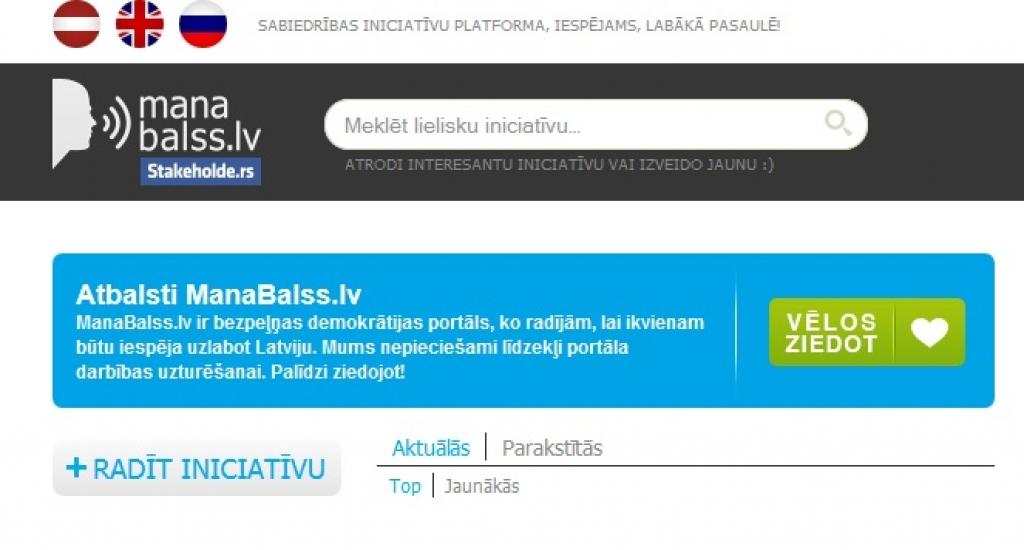 Politiķi šaubās par iespēju finansiāli atbalstīt Manabalss.lv