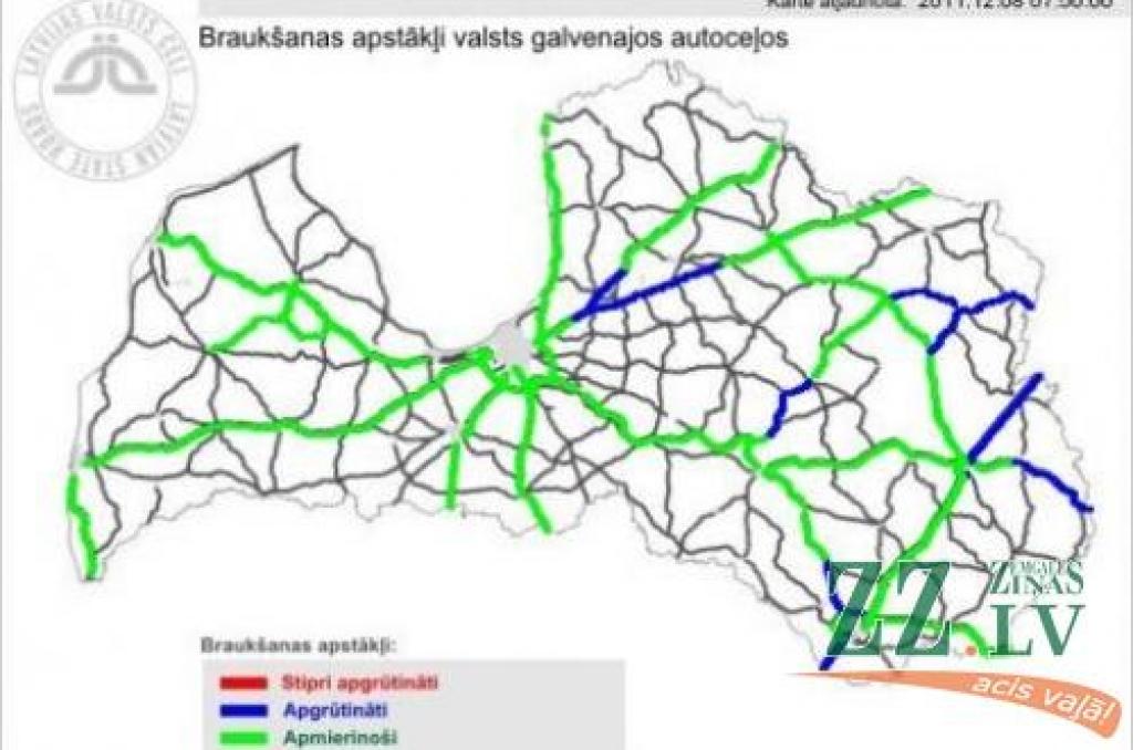 Šoseja nokaisīta, braukšanas apstākļi uzlaboti