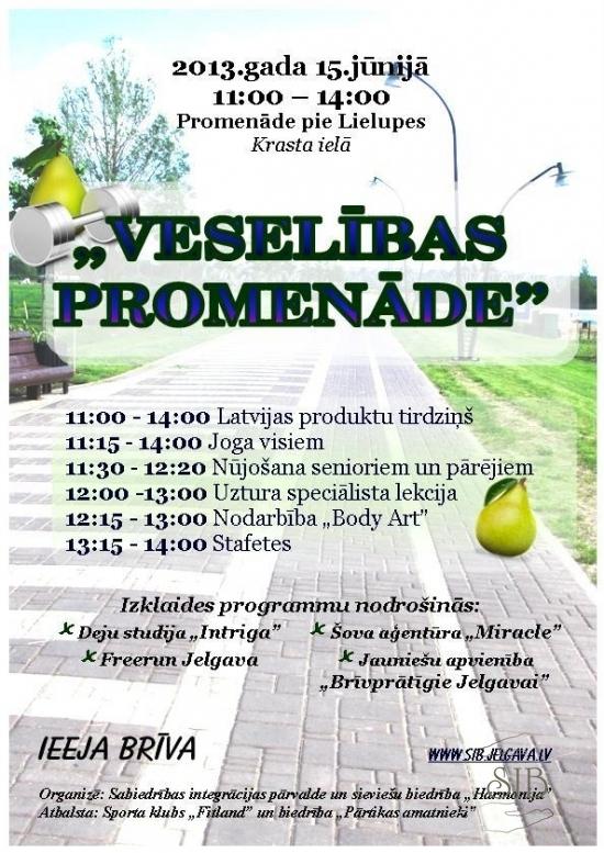 Promenādē popularizēs veselīgu dzīvesveidu
