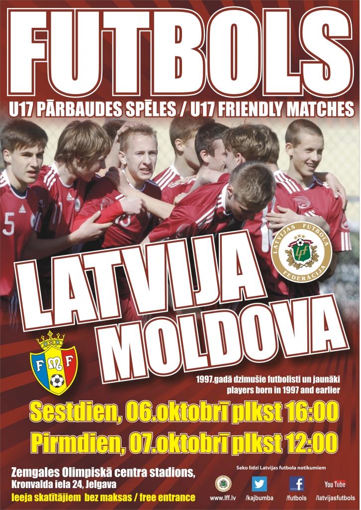 Latvijas U-17 futbola izlase Jelgavā aizvadīs divas pārbaudes spēles ar Moldovu