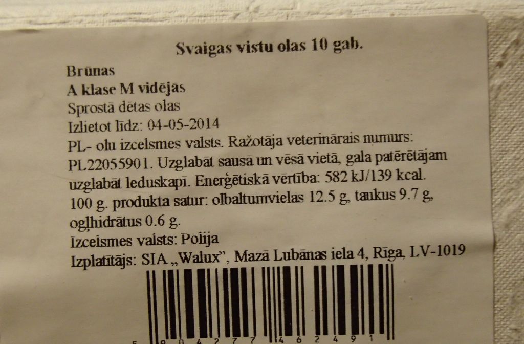 Pirms Lieldienām PVD apturējis lielu partiju vecu olu no Polijas