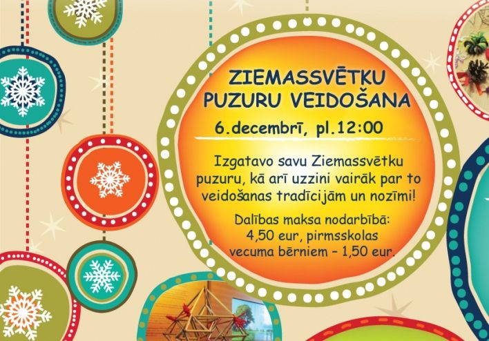 Radošā nodarbībā tornī gatavos svētku rotājumus