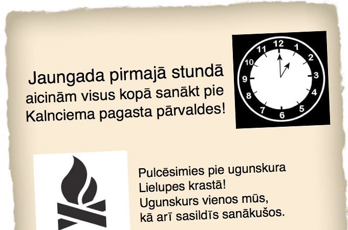 Kalnciemā jaunā gada pirmajā stundā sanāks kopā pie ugunskura