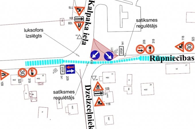 Rūpniecības un Pulkveža Oskara Kalpaka ielas krustojumā izbūvē spiedvadu