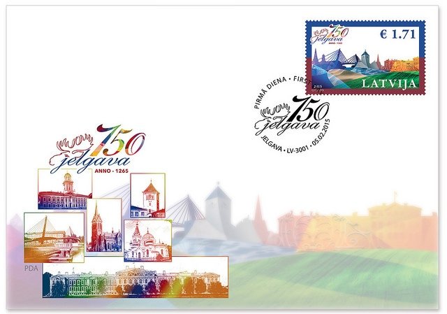 Izdos Jelgavas 750 gadu jubilejai veltītu pastmarku, kā arī aploksnes