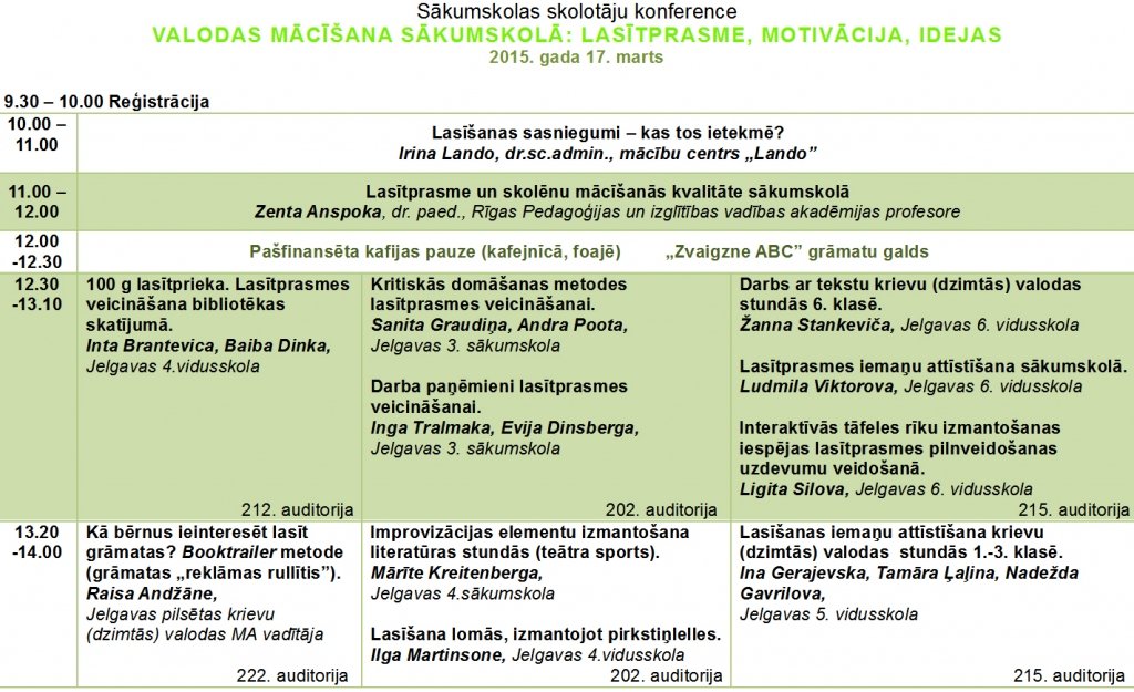 17.martā – labās prakses piemēri valodas mācīšanai sākumskolā; 19.martā – E-prasmju diena pedagogiem