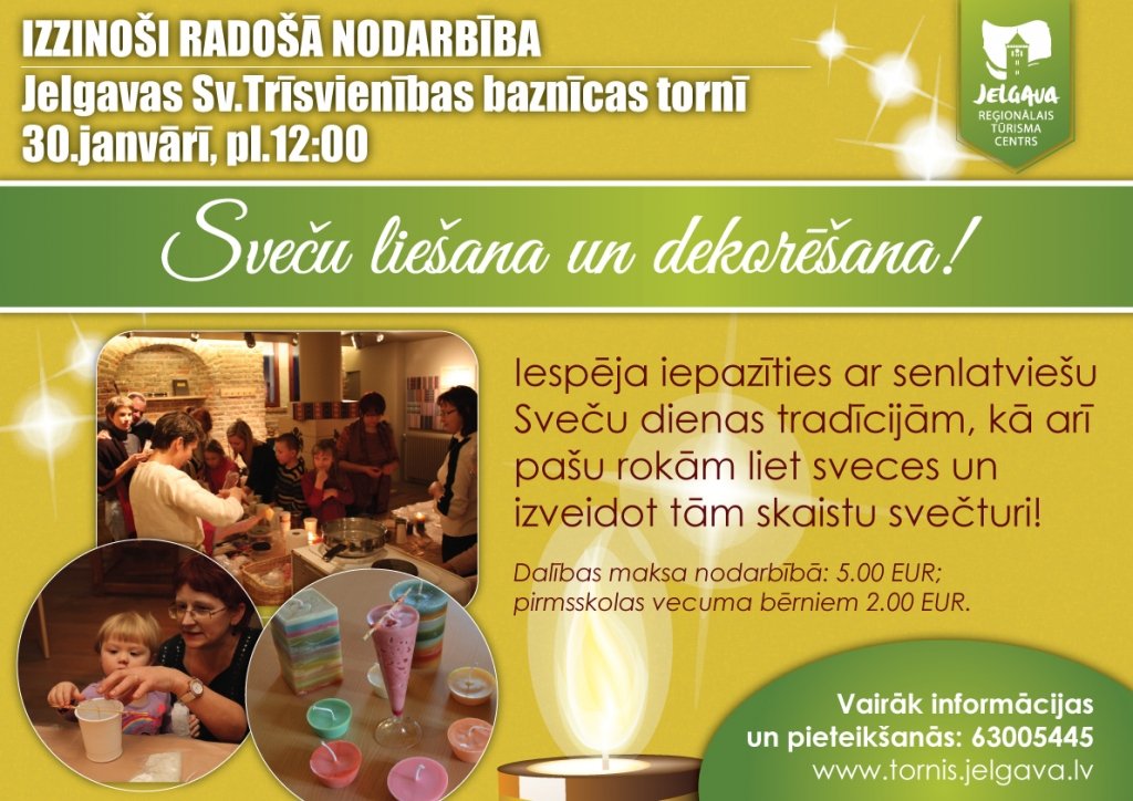 Radošajā nodarbībā iepazīs Sveču dienas tradīcijas un lies sveces