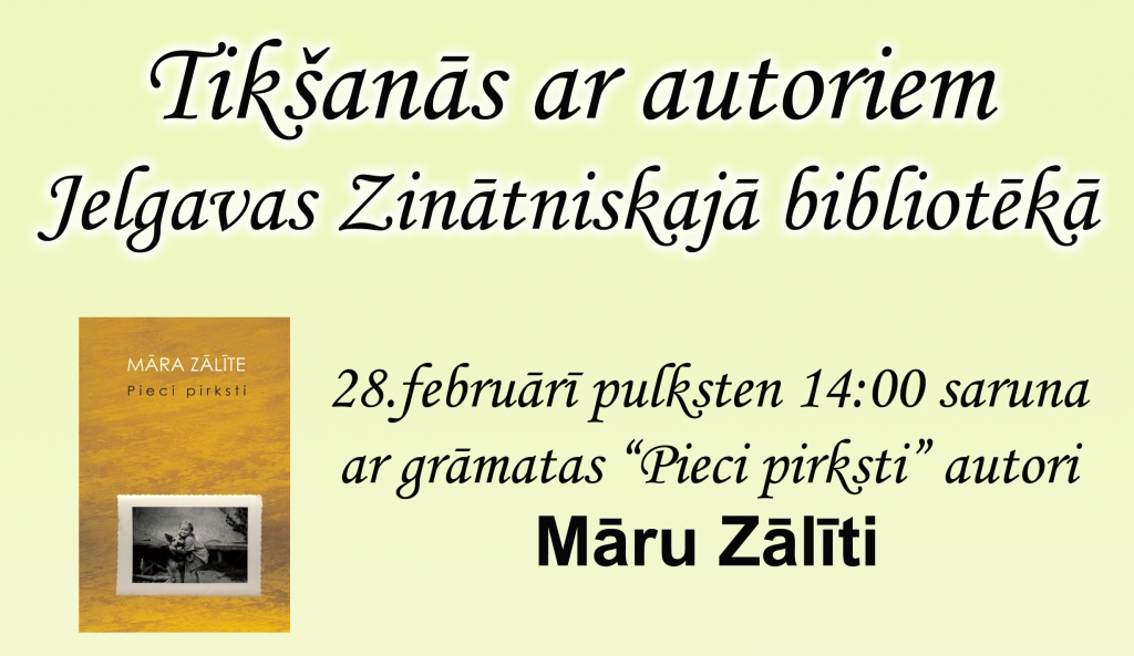 Svētdien bibliotēkā tikšanās ar Māru Zālīti