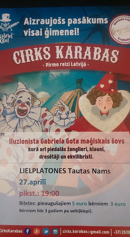 Pirmo reizi Lielplatonē – cirks «Karabas» 