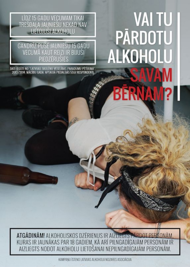 Uzrunās tirgotājus ar kampaņu «Vai tu pārdotu alkoholu savam bērnam?»