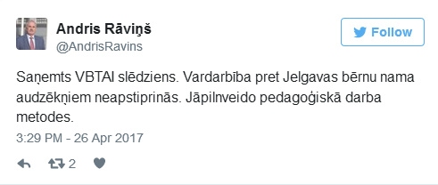 Inspekcija: Rāviņa apgalvojums, ka Jelgavas bērnunamā nekonstatē vardarbību, nav patiess