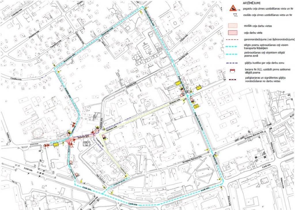 Aizliegta satiksme Dobeles ielas un Mazās Dambja ielas posmā