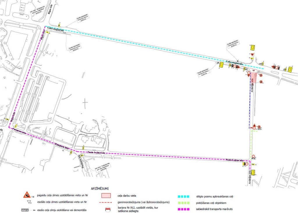 Līdz 28. decembrim aizliegta satiksme Aviācijas ielas posmā