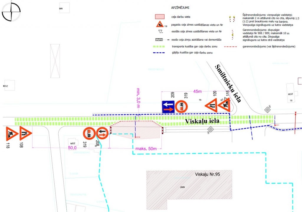 Līdz 12. janvārim ierobežota satiksme Viskaļu ielas posmā
