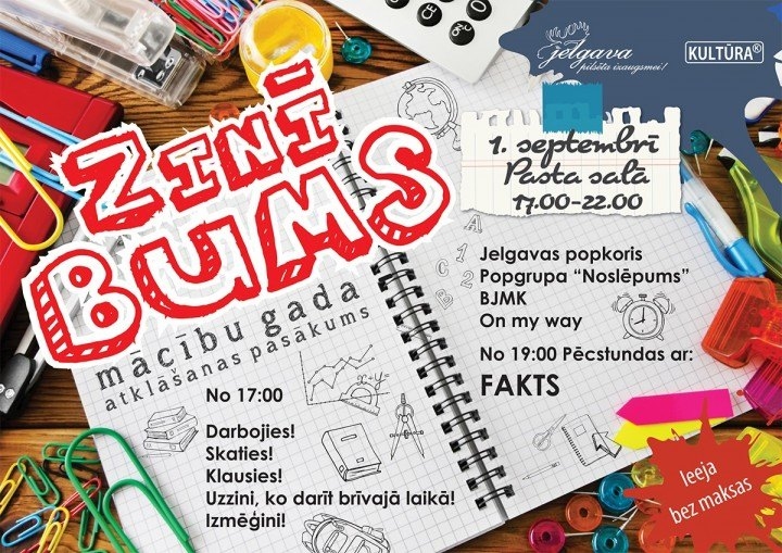 Mācību gadu Jelgavā sestdien atklās tradicionālais “ZinīBums”