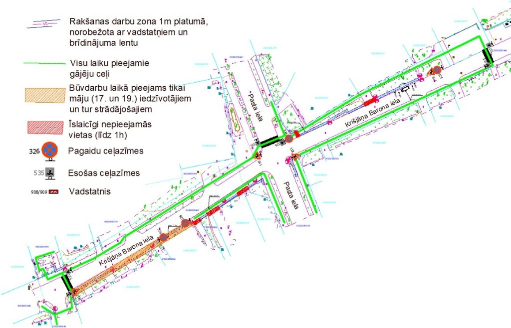 Krišjāņa Barona ielā pārbūvē apgaismojuma tīklu