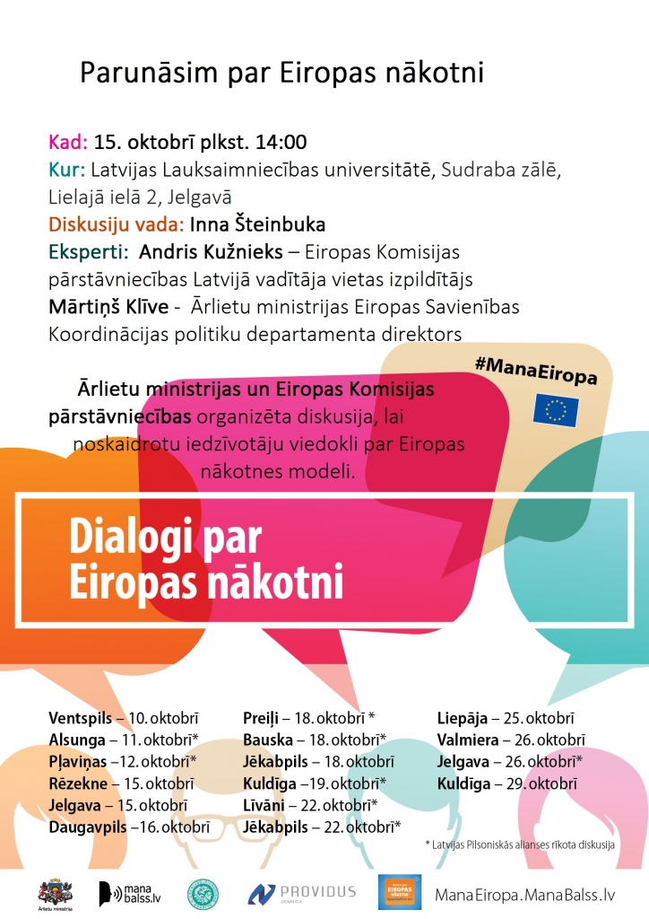 Jelgavas pilī aicina uz dialogu par Eiropas nākotni