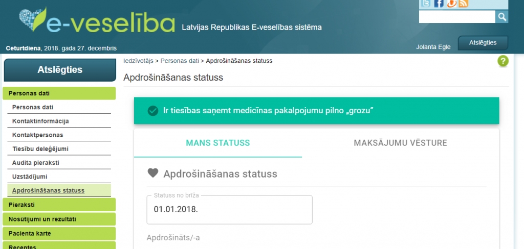Līdz šim iemaksas veselības apdrošināšanai veikuši vairāk nekā 3000 cilvēku 415 000 eiro apmērā