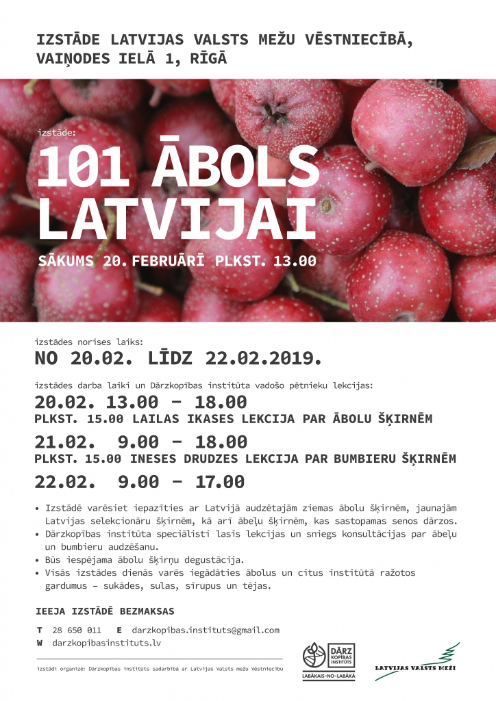 Dārzkopības institūts aicina apmeklēt ābolu izstādi