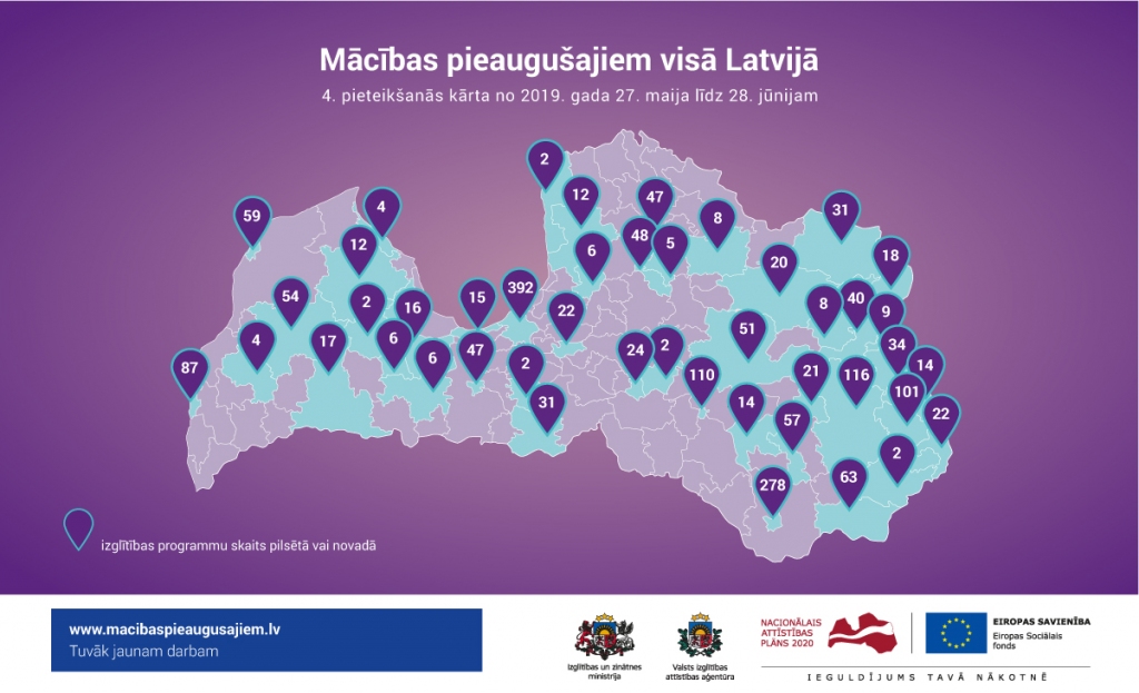 Jelgavā var pieteikties mācībām pieaugušajiem 47 programmās