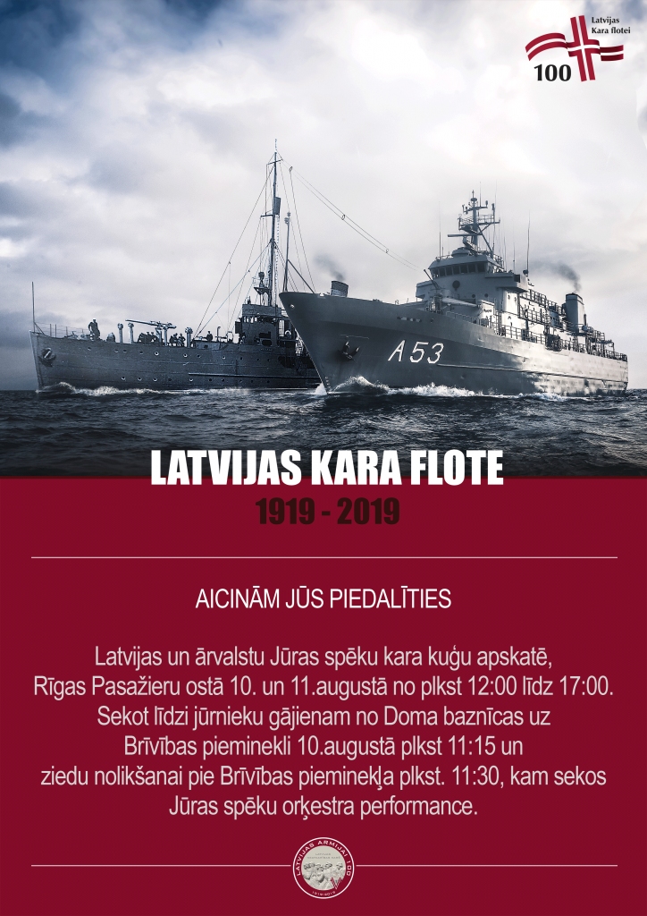 Ar kuģu parādi atklās Latvijas armijas Kara flotes simtgades svinības