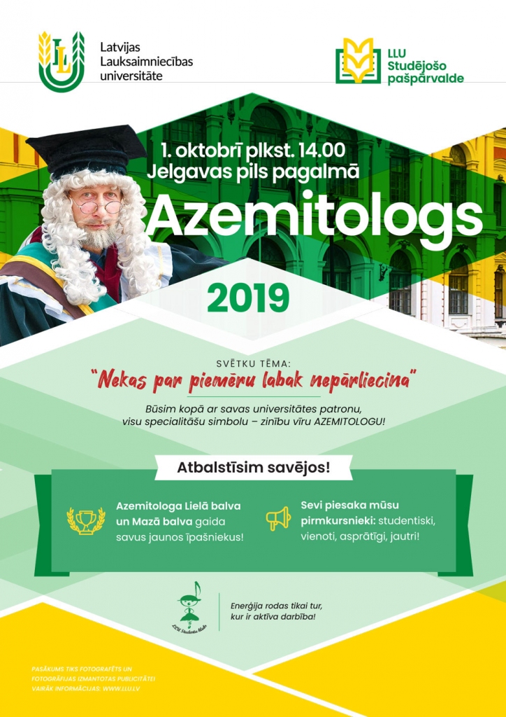 Azemitologs sveiks LLU fakultāšu pirmkursniekus