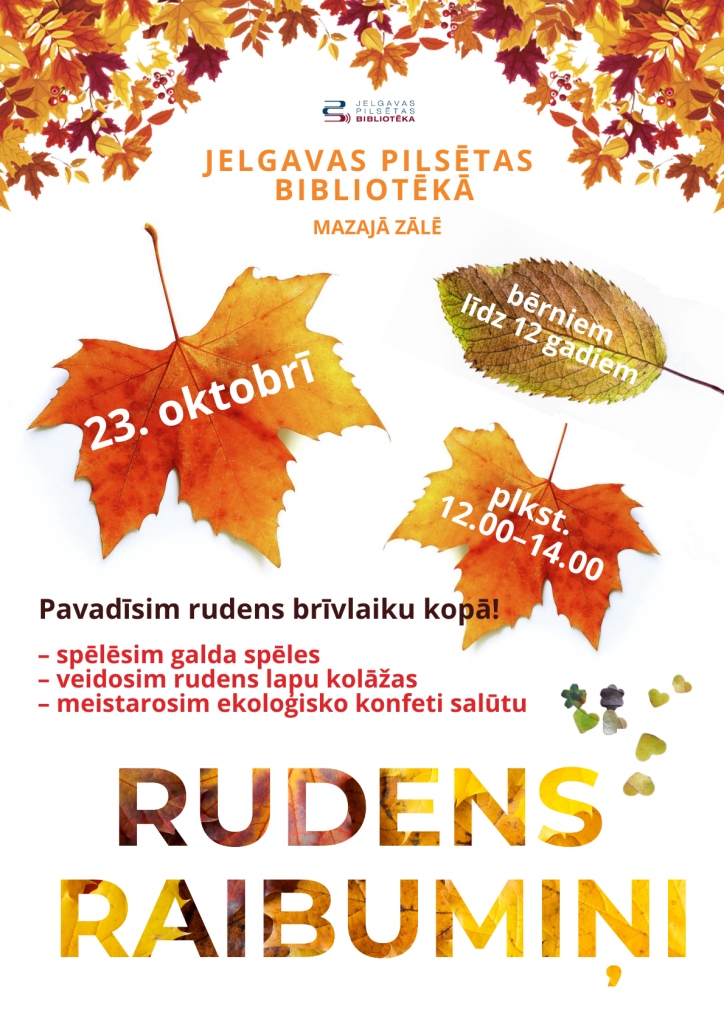 “Raibumiņi” Jelgavas pilsētas bibliotēkā turpināsies rudens brīvdienās