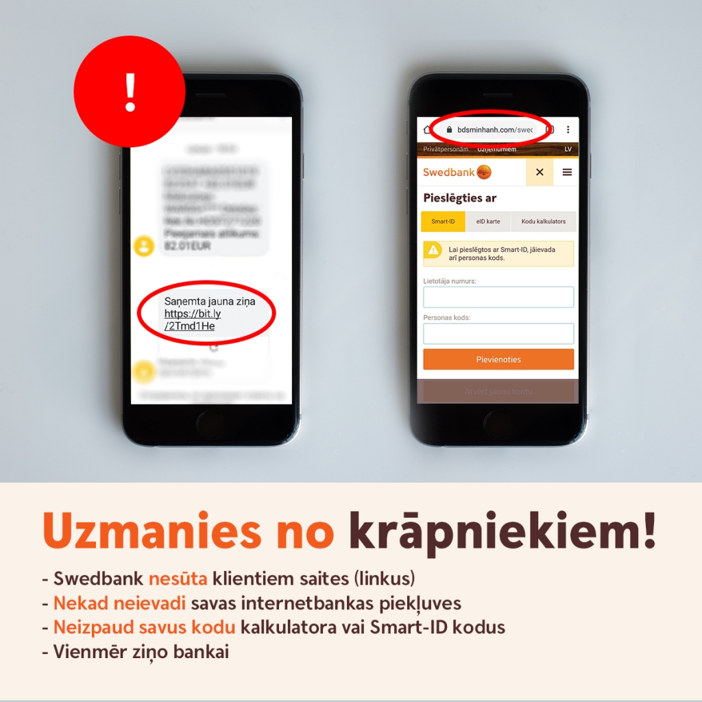 “Swedbank” brīdina klientus neuzķerties uz krāpniekiem, kuri bankas vārdā izsūta SMS