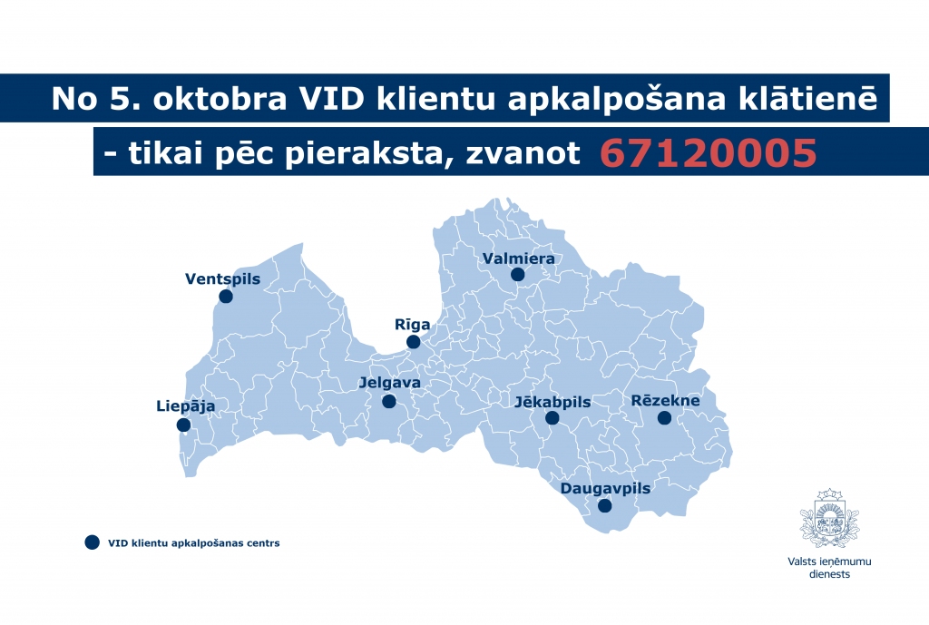 VID klientu apkalpošana klātienē no oktobra – tikai pēc pieraksta  