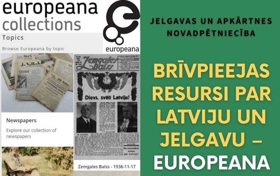 "Europeana" - brīvpieejas resursi par Jelgavu un Latviju