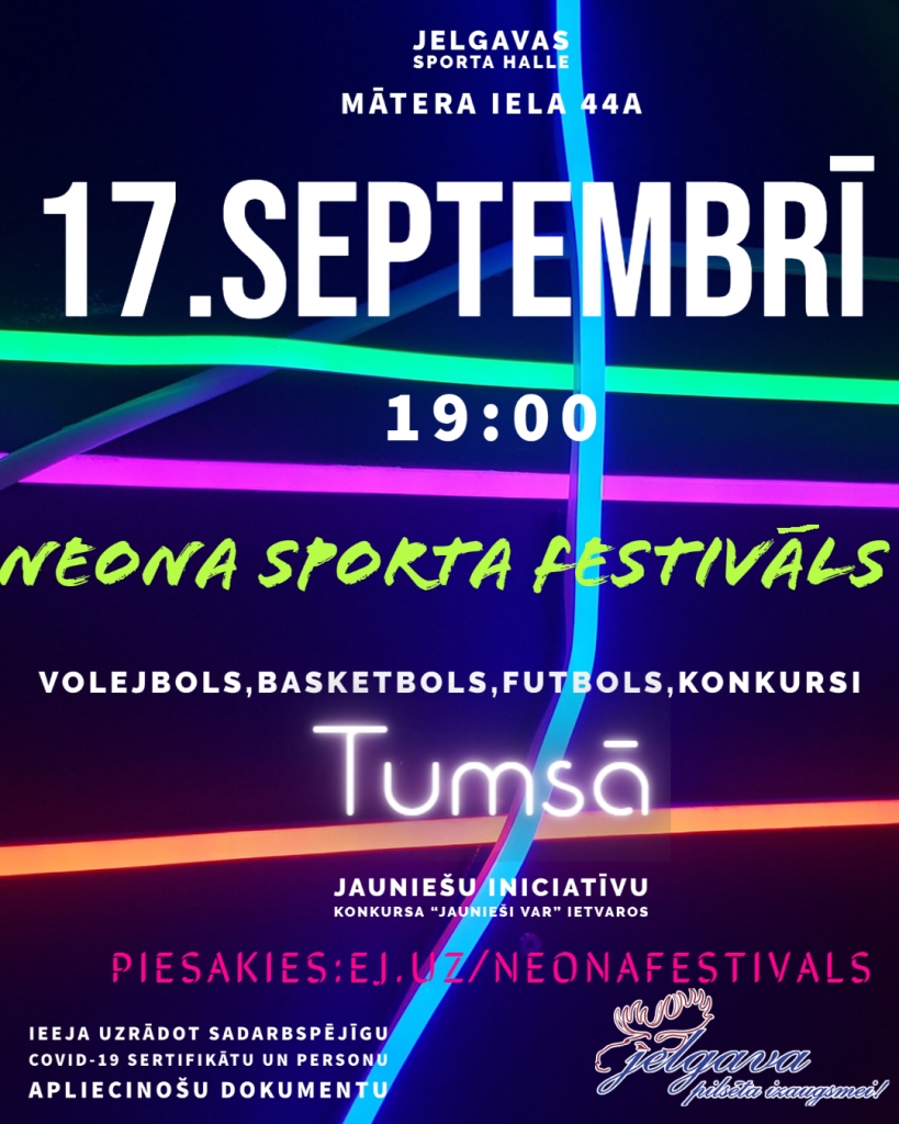 Jauniešus aicina piedalīties "Neona sporta festivālā"