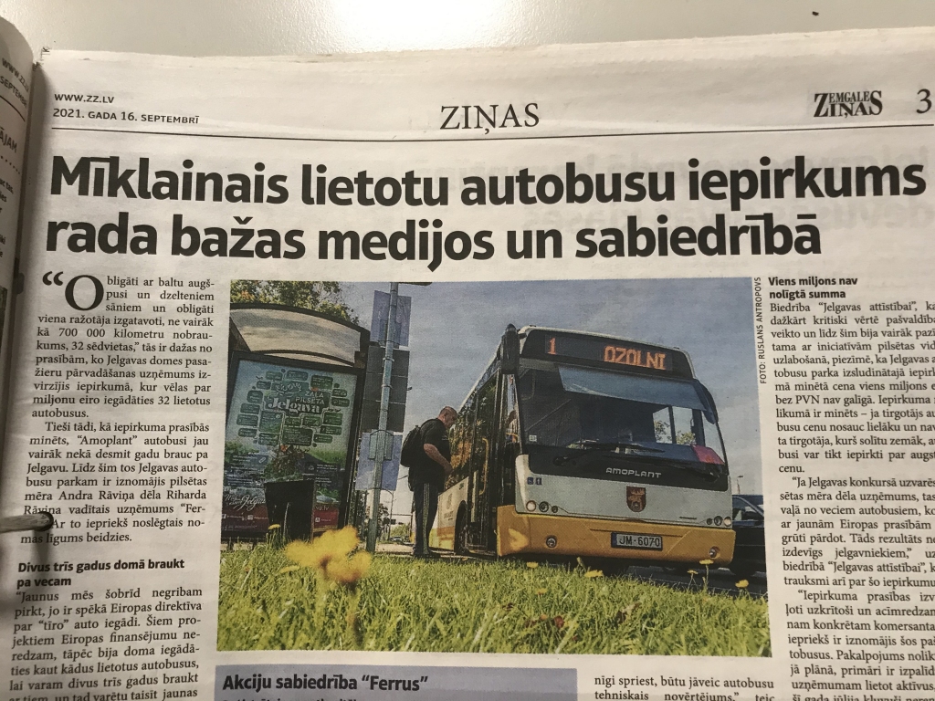 IUB: Jelgavas autobusu parkam atļauts pirkt 32 lietotus autobusus arī no “Ferrus” meitas uzņēmuma